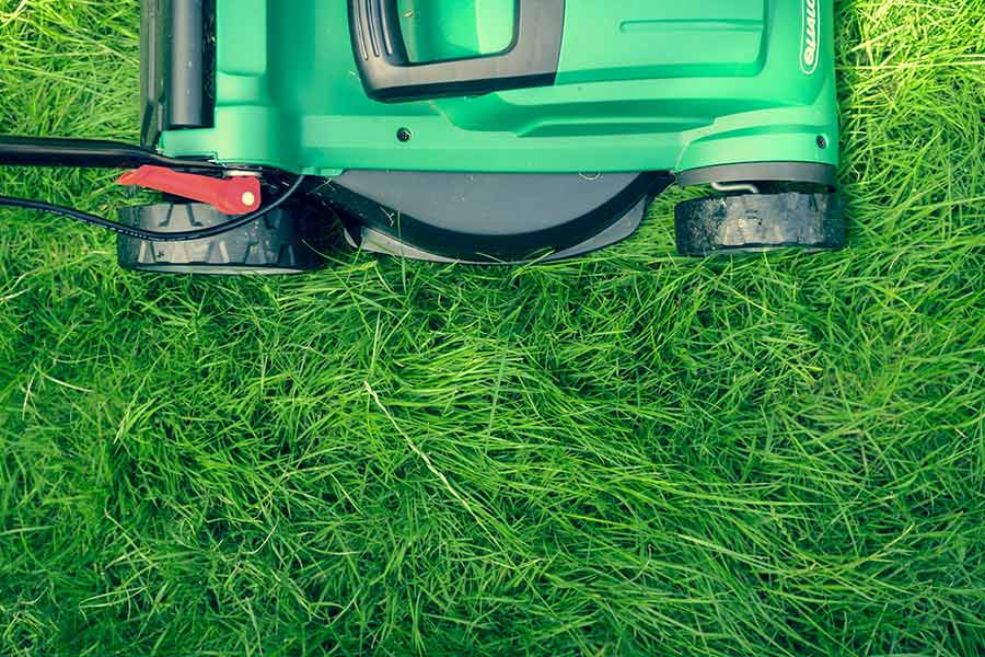 a lawn mower cutting grass